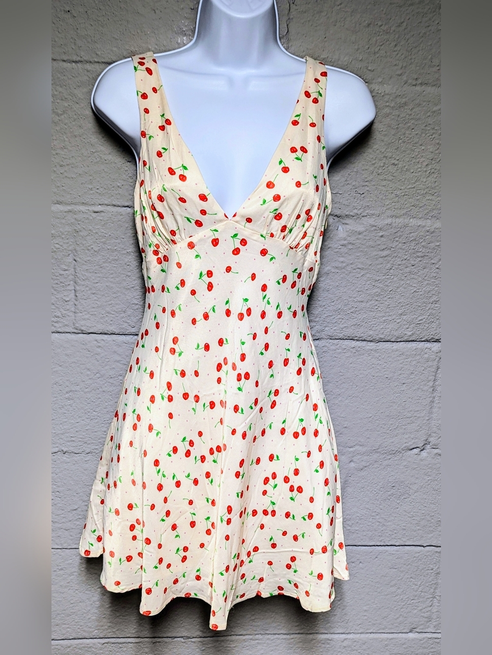 Zara Babydoll Slip Dress Size M Mini Cherry Print